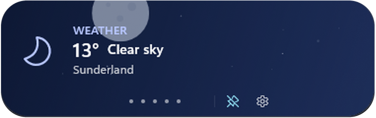 The Glance weather module showing the current conditions.